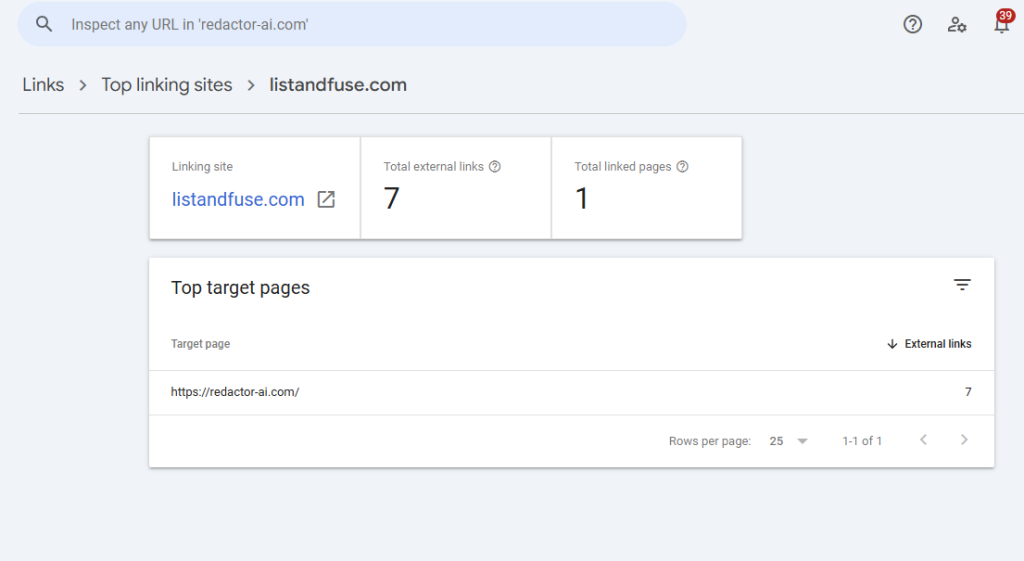 Backlinks on Search Console